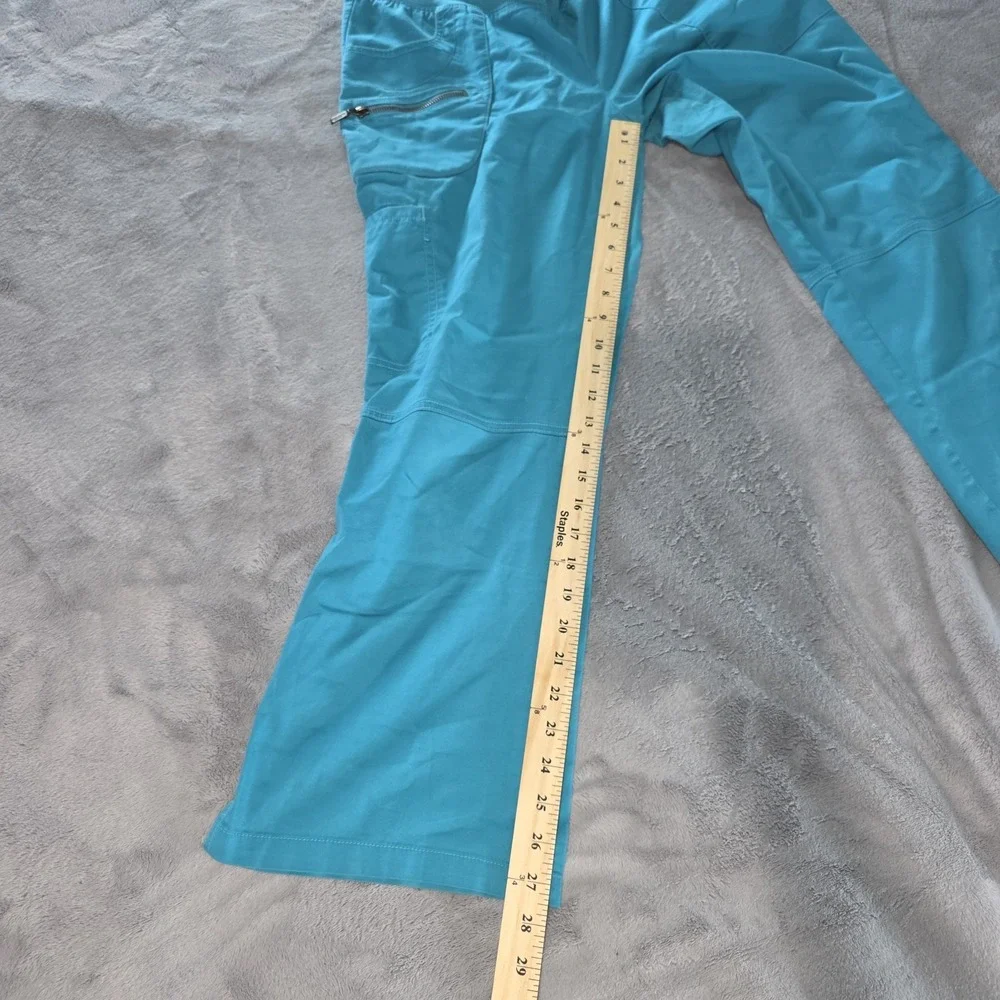 Beyond Scrubs Womens Pants Blue Pink Size PM Pull‎ On Elastic Waist Pockets
